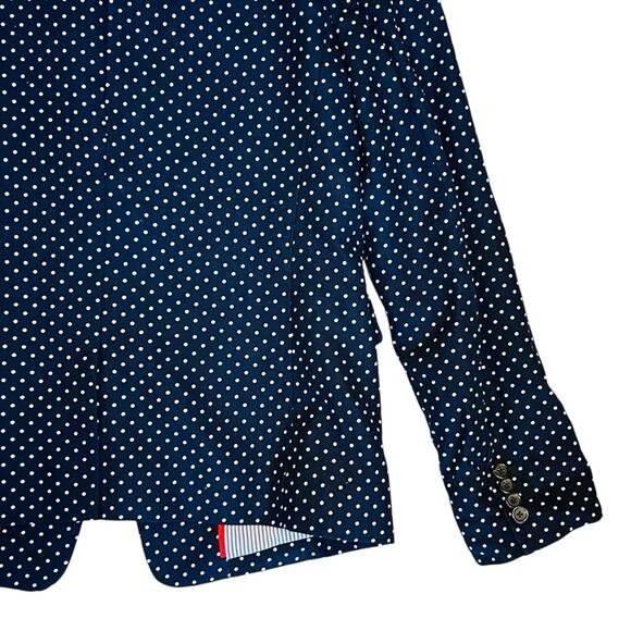 J. Crew Women’s Sz 8 Navy Blue Dot Regent Blazer Linen Single Button - Picture 12 of 15